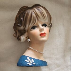 Vintage Ceramic Woman Head Wall Art
